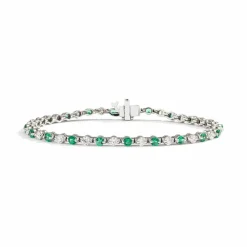 Zadok Collection Flexible Graduated Round Emerald And Diamond Bracelet