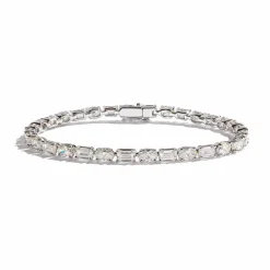 Zadok Collection Flexible Prong Baguette And Oval Diamond Bracelet