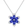 Zadok Collection Flower Pave Diamond And Blue Sapphire Pendant