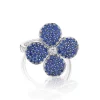 Zadok Collection Flower Shared Prong Blue Sapphire Ring