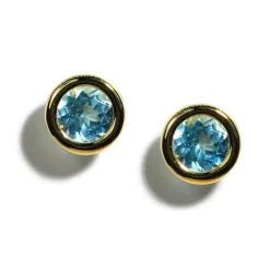 A u0026 Furst Gaia Round Stud Blue Topaz Earrings