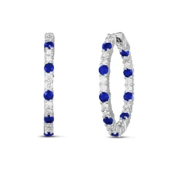 Roberto Coin Gold Blue Sapphire And Diamond Hoops Earrings