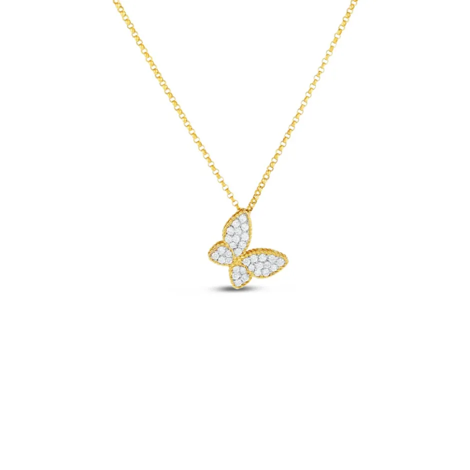 Roberto Coin Gold Butterfly Pendant With Diamonds
