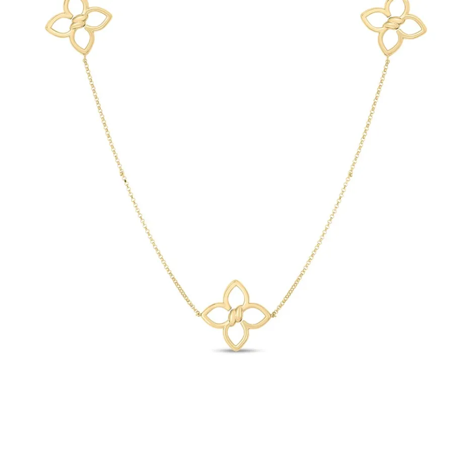 Roberto Coin Gold Cialoma Diamond Flower Station Necklace