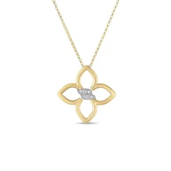 Roberto Coin Gold Cialoma Small Diamond Flower Necklace