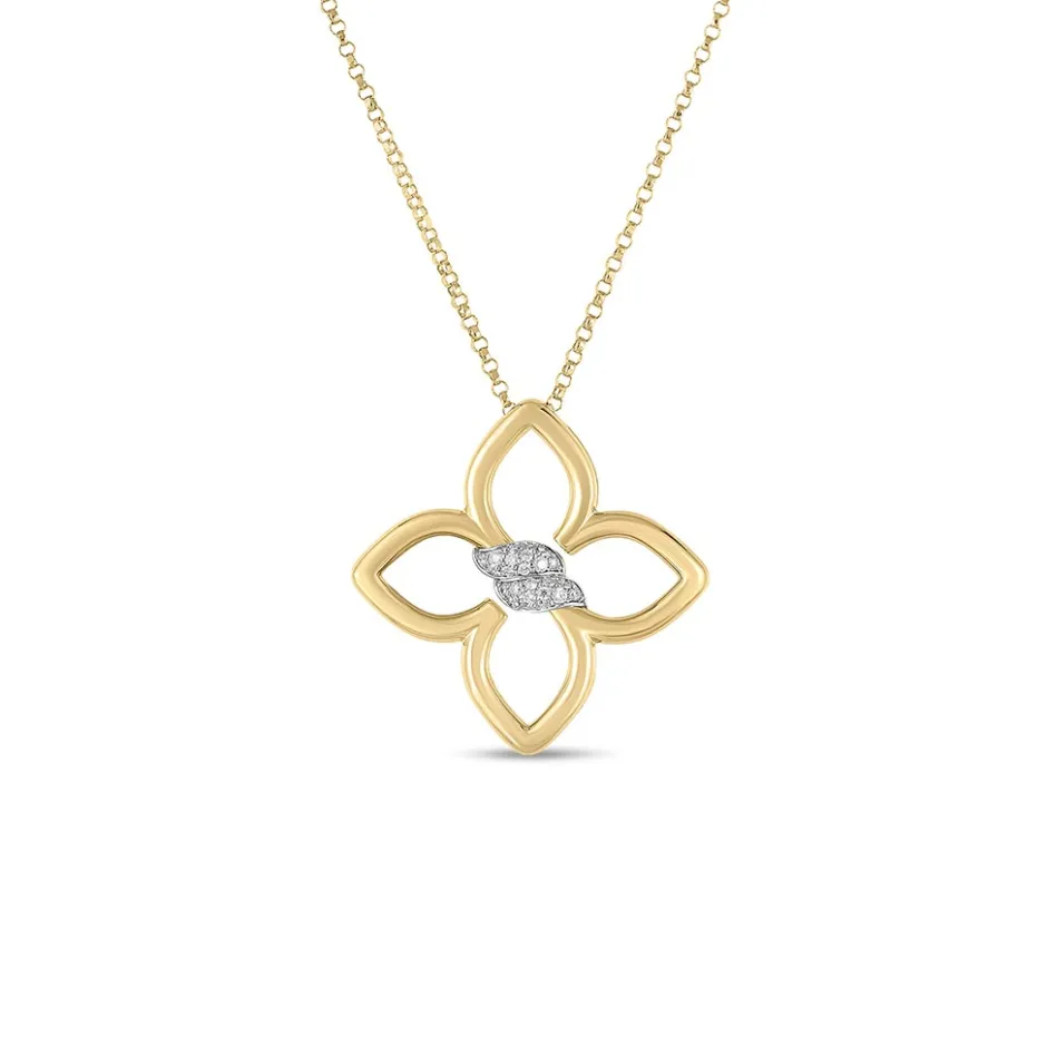 Roberto Coin Gold Cialoma Small Diamond Flower Necklace