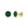 Zadok Collection Gold Diamond & Malachite Disc Studs