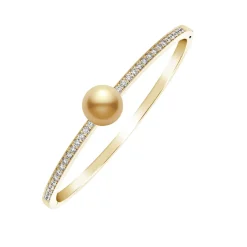Mikimoto Golden South Sea Cultured Pearl And Diamond Bangle