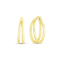 Roberto Coin Graduated 30mm Thin Double Hoop Earrings