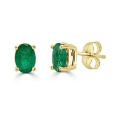 Zadok Collection Green Emerald Oval Studs