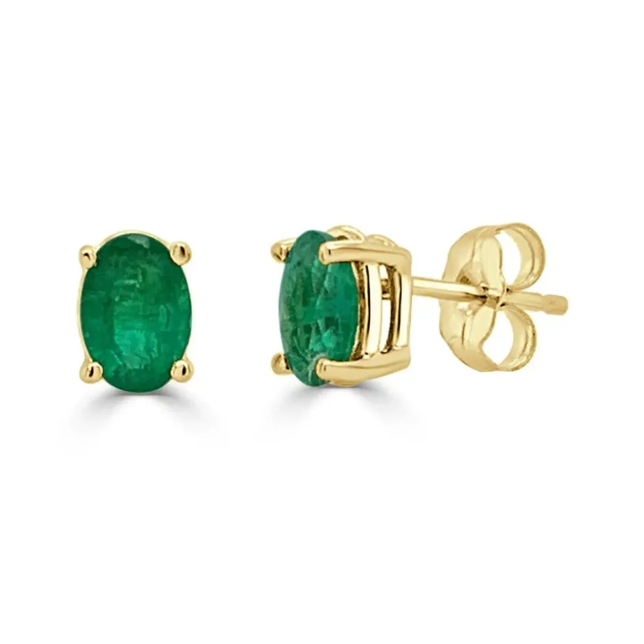 Zadok Collection Green Emerald Oval Studs