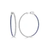 Zadok Collection Half Diamond Half Sapphire Hoop Earrings