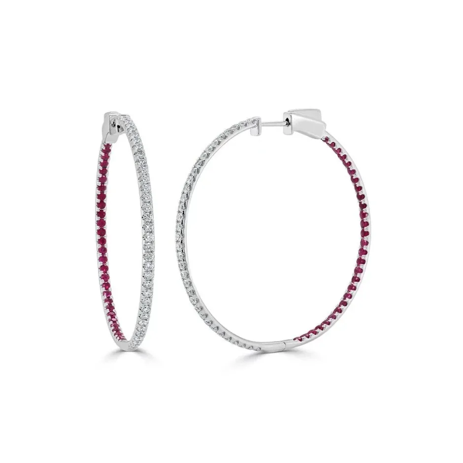 Zadok Collection Half Ruby & Diamond Hoop