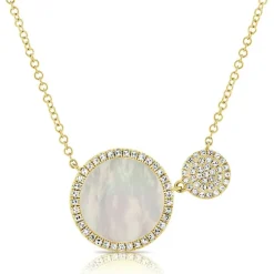 Zadok Collection Halo Circle Diamond And Mother Of Pearl Pendant