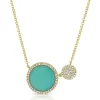 Zadok Collection Halo Circle Diamond And Turquoise Pendant