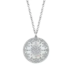 Zadok Collection Halo Circle 0.85in Diamond And Mother Of Pearl Pendant