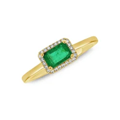 Zadok Collection Halo Diamond And Emerald Ring