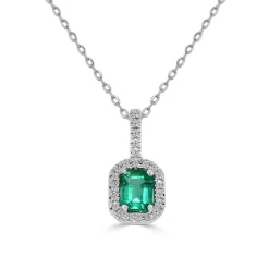 Zadok Collection Halo Diamond And Emerald Pendant