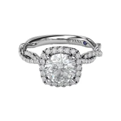 Fana Halo Diamond Solitaire Engagement Ring