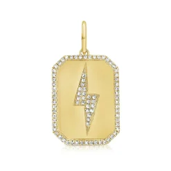 Zadok Collection Halo Lightning Bolt Dog Tag Pave Diamond Charm