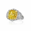 Zadok Collection Halo Split Shank Yellow Diamond And Diamond Engagement Ring