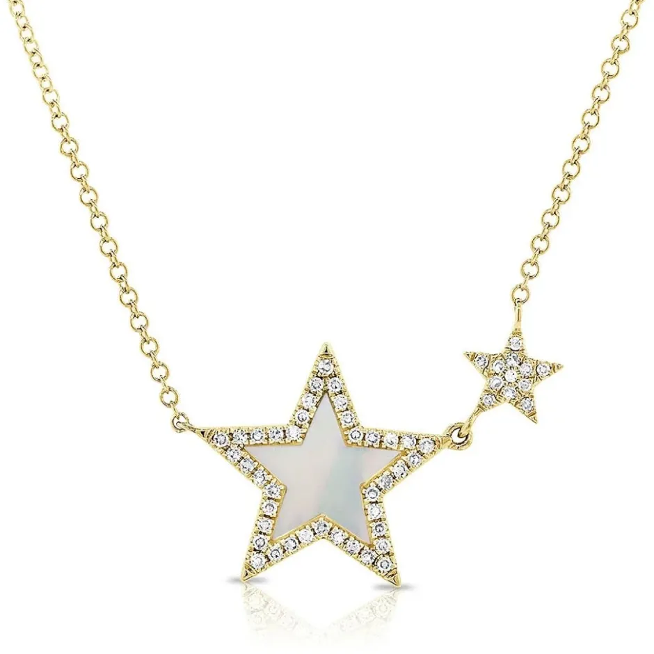 Zadok Collection Halo Star Diamond And Mother Of Pearl Pendant