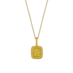 Zadok Collection Halo Yellow Diamond Pendant