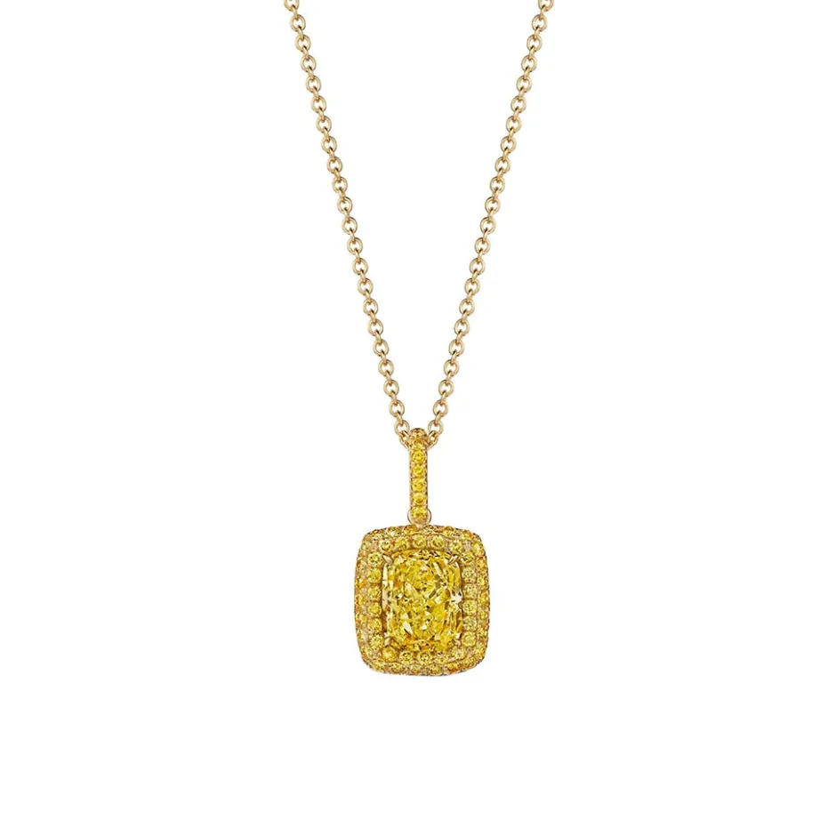 Zadok Collection Halo Yellow Diamond Pendant