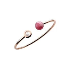 Chopard Happy Diamonds Open Round Black Diamond And Rhodochrosite Bangle