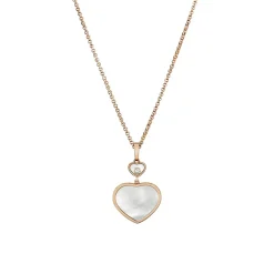 Chopard Happy Hearts Double Dangle Heart Diamond And Mother Of Pearl Pendant