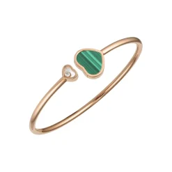 Chopard Happy Hearts Open Heart Diamond And Green Malachite Bangle