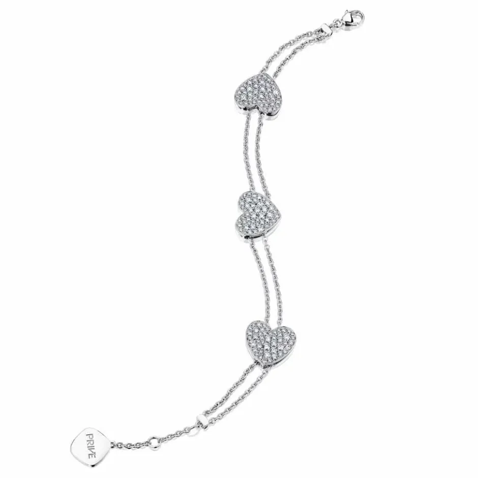 Zadok Collection 3 Heart Cluster Diamond Bracelet
