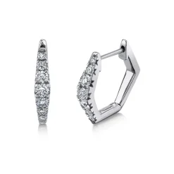 Zadok Collection Hexigon Hoop 0.6in Diamond Earrings