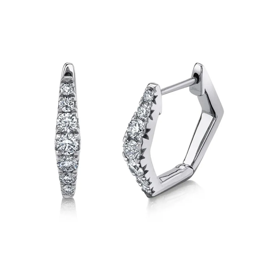 Zadok Collection Hexigon Hoop 0.6in Diamond Earrings