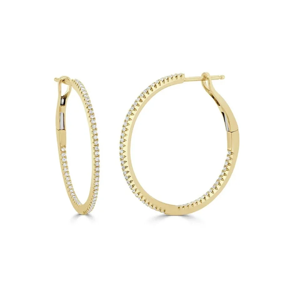Zadok Collection Hoop 1in Diamond Earrings