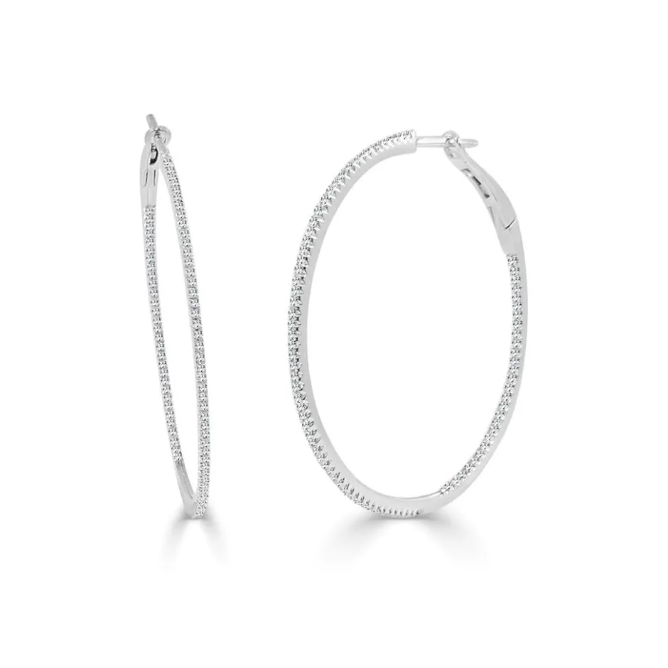 Zadok Collection Hoop 1.5in Diamond Earrings