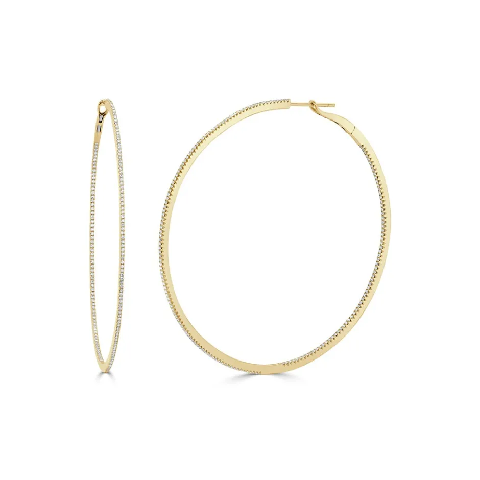 Zadok Collection Hoop 2.5in Diamond Earrings 1ctw