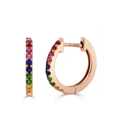Zadok Collection Huggie 0.46in Rainbow Sapphire Earrings
