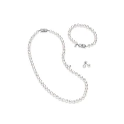 Mikimoto 18in Akoya Cultured Pearl Three Piece Set Clasp