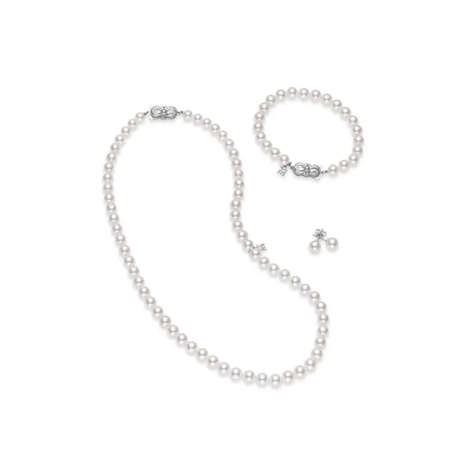 Mikimoto 18in Akoya Cultured Pearl Three Piece Set Clasp
