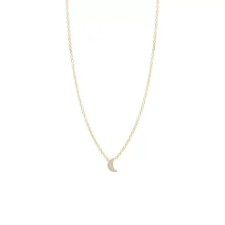 Zoe Chicco Itty Bitty Pave Diamond Crescent Moon Necklace