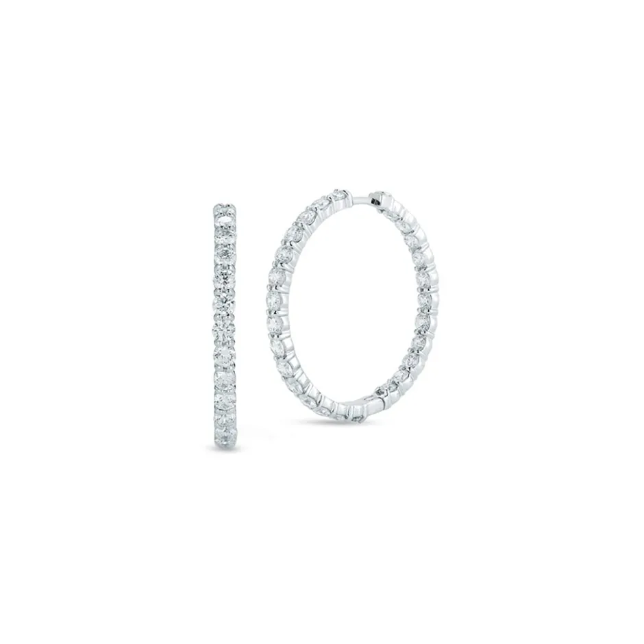 Roberto Coin Large Inside Outside 5ct Diamond Hoop Earrings