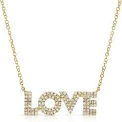 Zadok Collection Love In Block Letters Pave 0.28in Diamond Pendant