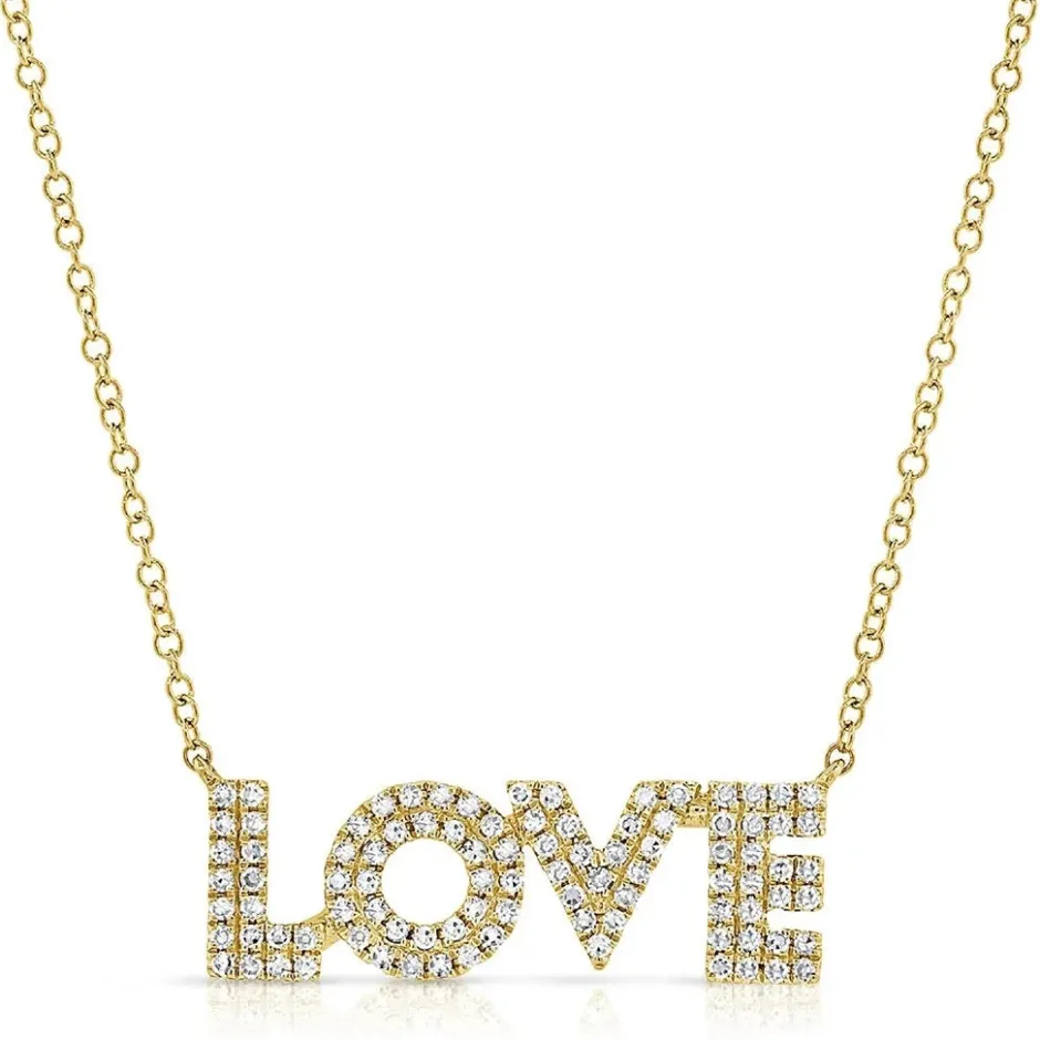 Zadok Collection Love In Block Letters Pave 0.28in Diamond Pendant