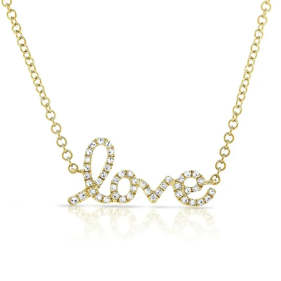 Zadok Collection Love In Cursive Letters 0.26in Diamond Pendant