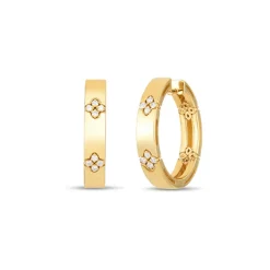 Roberto Coin Love In Verona 20mm Hoop Diamond Flower Earrings