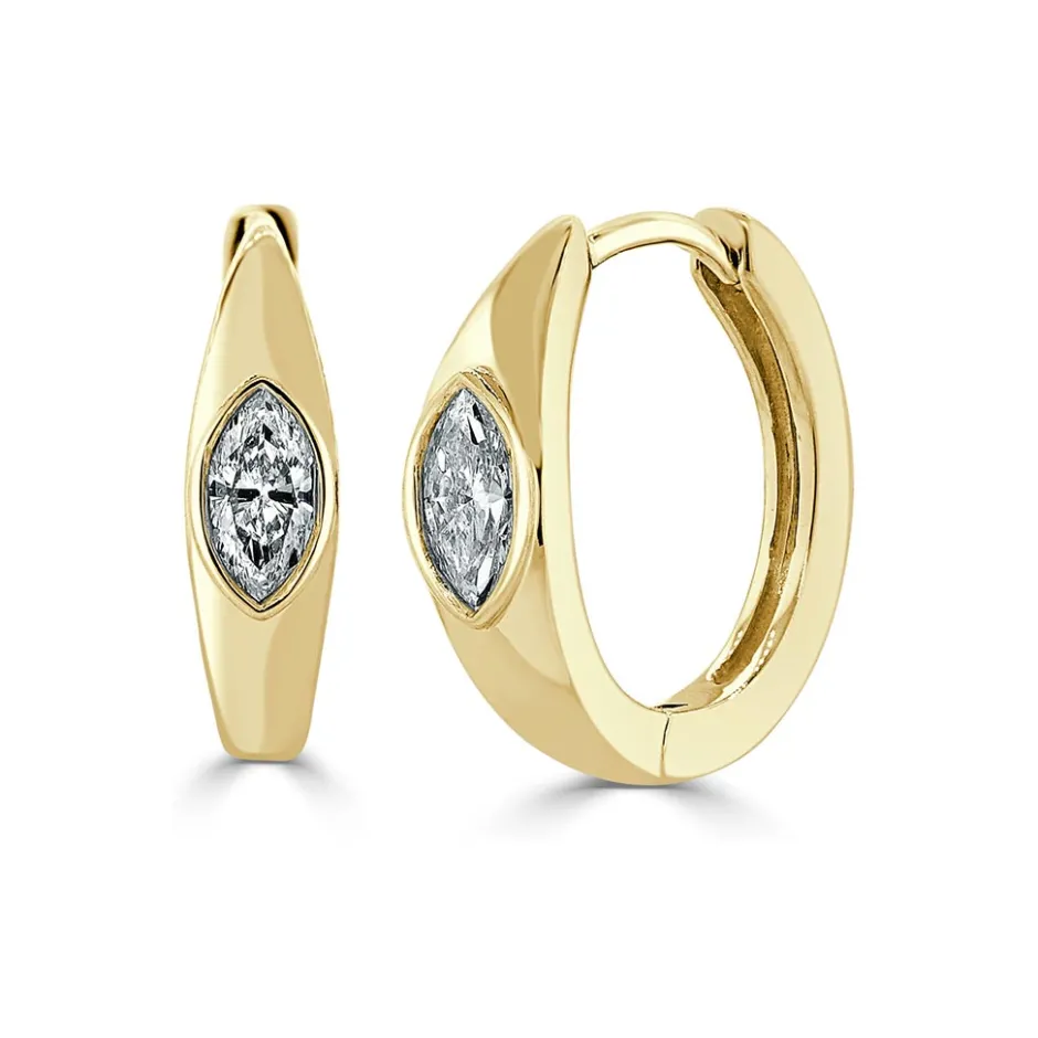 Zadok Collection Marquise Diamond Huggie Earrings