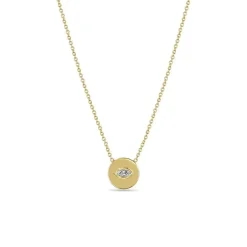 Zoe Chicco Marquise Diamond Small Disc Pendant Necklace