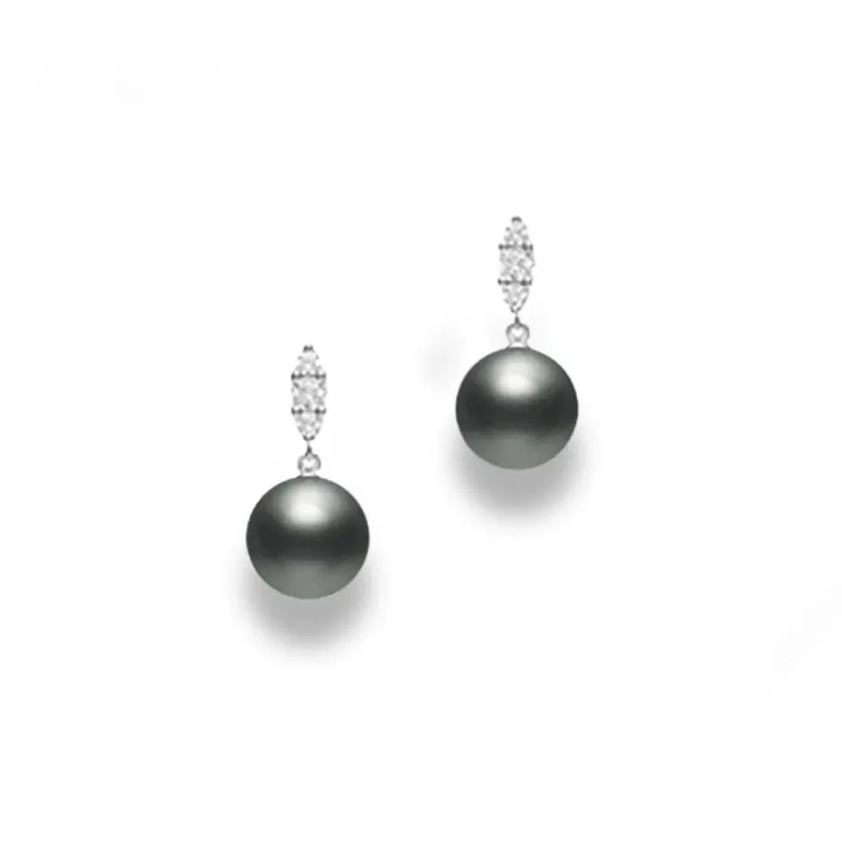 Mikimoto 9mm Black South Sea & Diamond Earrings