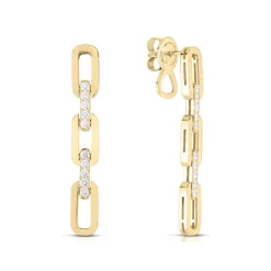 Roberto Coin Navarra Paperclip Pave Dangle Round Diamond Earrings